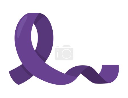 Illustration for Purple ribbon campaign emblem isolated illustration - Royalty Free Image