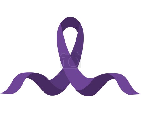 Illustration for Purple ribbon campaign awareness isolated illustration - Royalty Free Image