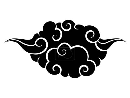 Illustration for Chinese cloud silhouette oriental illustration isolated - Royalty Free Image