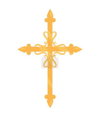 Téléchargez les illustrations : Décoration croix catholique illustration isolée - en licence libre de droit