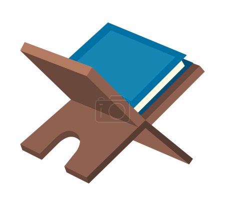 Illustration for Traditional quran in wooden illustration isolated - Royalty Free Image