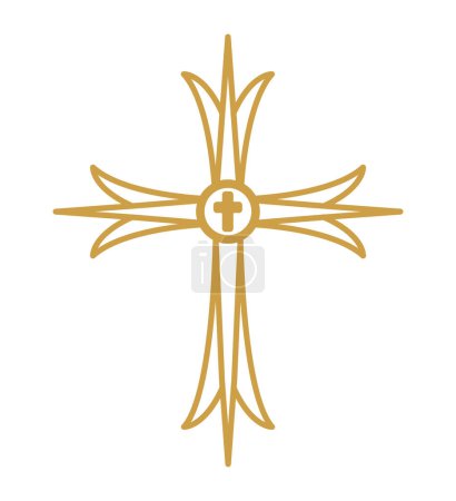 Illustration for Catholic cross design illustration isolated - Royalty Free Image
