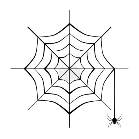 Ilustración de Halloween spiderweb araña colgando ilustración aislada - Imagen libre de derechos