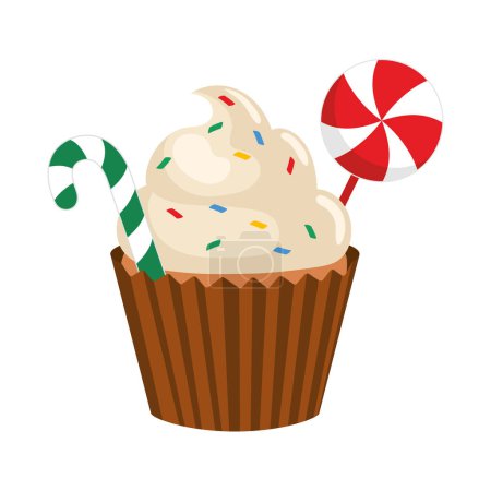 Illustration for Christmas dessert cupcake isolated illustration - Royalty Free Image