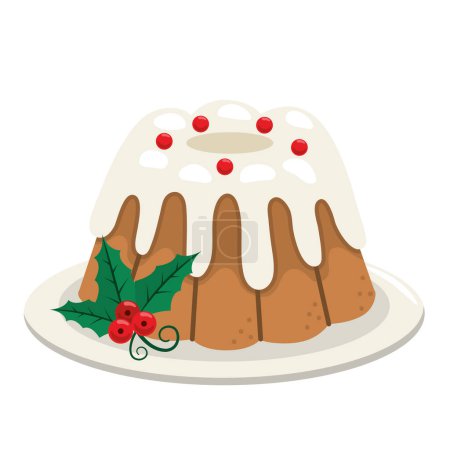 Illustration for Christmas dessert cake illustration isolated - Royalty Free Image