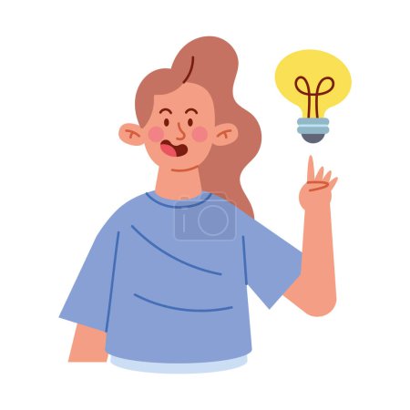 Illustration for Woman thinking with idea vector isolated - Royalty Free Image