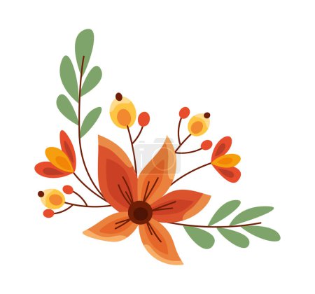 Ilustración de Esquina marco flores naranja vector aislado - Imagen libre de derechos