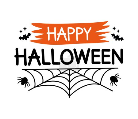 Illustration for Halloween lettering with spiders vector isolated - Royalty Free Image