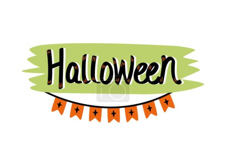 Ilustración de Halloween letras con guirnalda vector aislado - Imagen libre de derechos
