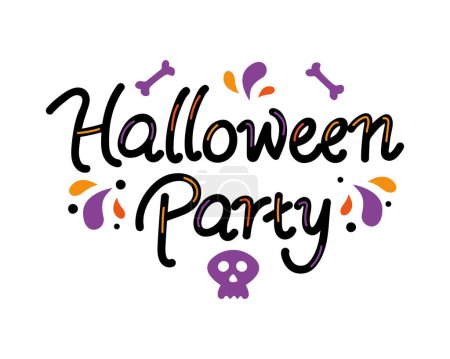 Ilustración de Halloween partido texto con cráneo vector aislado - Imagen libre de derechos
