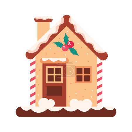 Illustration for Christmas house with mistletoe vector isolated - Royalty Free Image