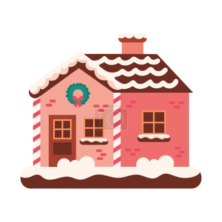 Ilustración de Casa de Navidad vector rosa aislado - Imagen libre de derechos