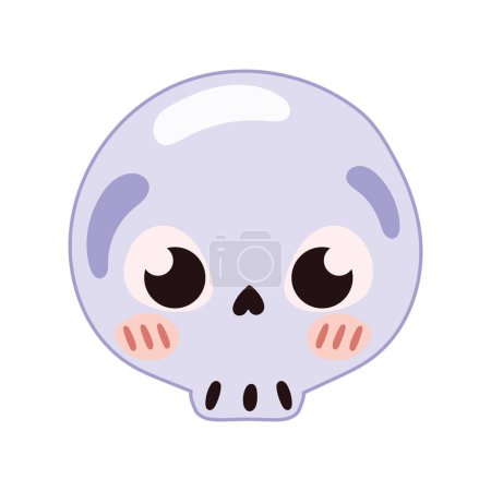 Ilustración de Halloween kawaii cráneo vector aislado - Imagen libre de derechos