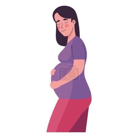 Illustration for Months pregnant woman isolated vector - Royalty Free Image