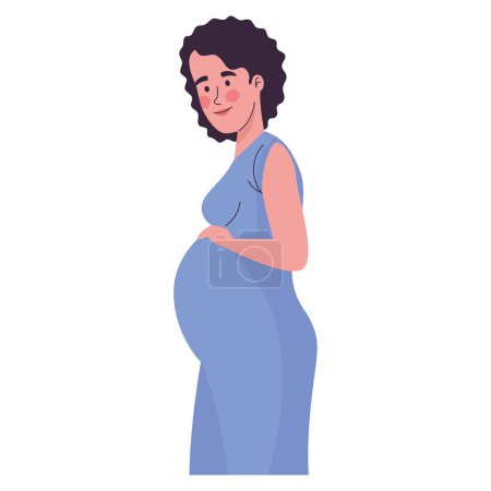Téléchargez les illustrations : Mois femme enceinte attente illustration isolé - en licence libre de droit