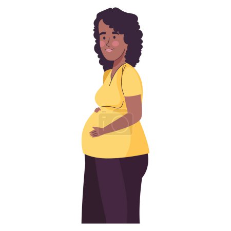 Téléchargez les illustrations : Mois femme enceinte tient ventre illustration isolé - en licence libre de droit