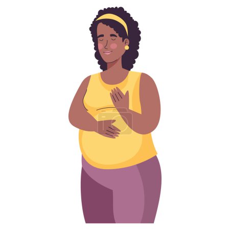 Téléchargez les illustrations : Mois enceinte afro femme illustration isolé - en licence libre de droit