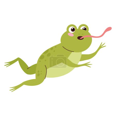 Illustration for Frog eating fly isolated illustration design - Royalty Free Image