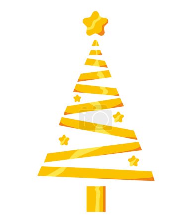 Illustration for Christmas golden tree glowing isolated illustration - Royalty Free Image