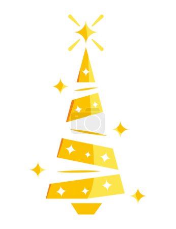 Téléchargez les illustrations : Ornement d'arbre d'or de Noël illustration isolée - en licence libre de droit