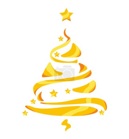 Illustration for Christmas golden tree isolated design illustration - Royalty Free Image