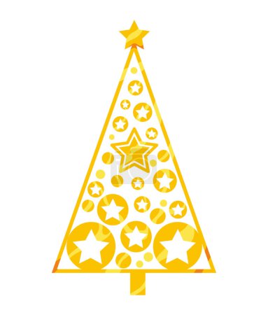 Illustration for Christmas golden tree with stars isolated illustration - Royalty Free Image