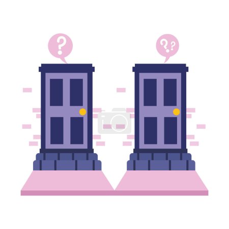 Illustration for Doors choice direction isolated illustration - Royalty Free Image