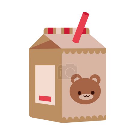 Illustration for Tetrapack box beverage and straw isolated - Royalty Free Image