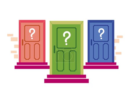 Illustration for Doors choice decision isolated illustration - Royalty Free Image