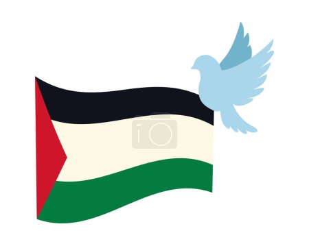 Téléchargez les illustrations : Drapeau palestine avec design de colombe de paix - en licence libre de droit