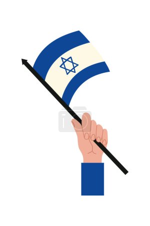 Ilustración de Bandera Israelel ondeando en diseño de poste - Imagen libre de derechos