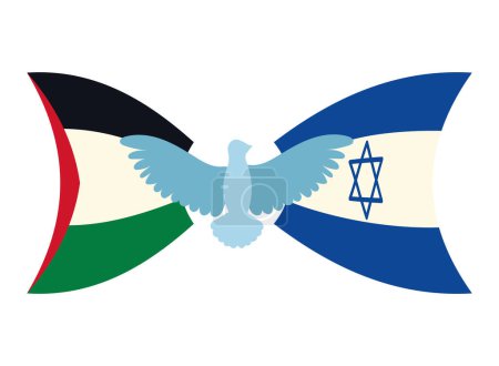 Ilustración de Banderas de Israel y Palestina en diseño de alas de paloma - Imagen libre de derechos
