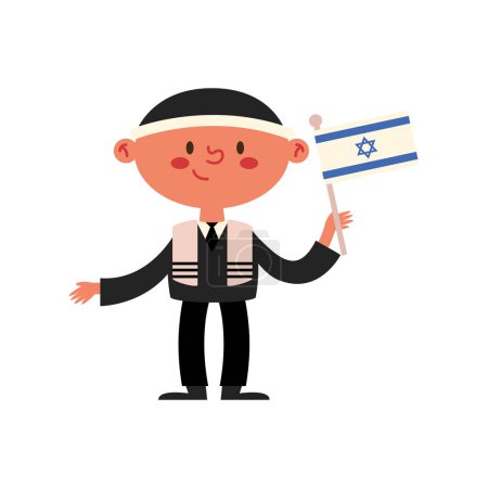 Téléchargez les illustrations : Israélien avec drapeau isolé - en licence libre de droit