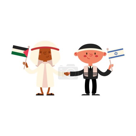Téléchargez les illustrations : Hommes israéliens et palestiniens personnages - en licence libre de droit