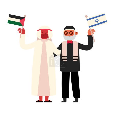 Illustration for Palestinian and israeli men characters - Royalty Free Image