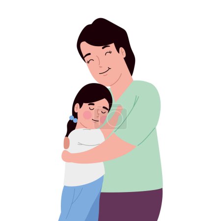 Illustration for Mother hugging daughter cute illustration isolated - Royalty Free Image