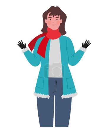 Téléchargez les illustrations : Femme de Noël avec écharpe illustration isolé - en licence libre de droit