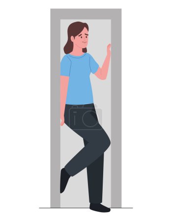 Ilustración de Mujer asustada que sufre claustrofobia estrés aislado - Imagen libre de derechos