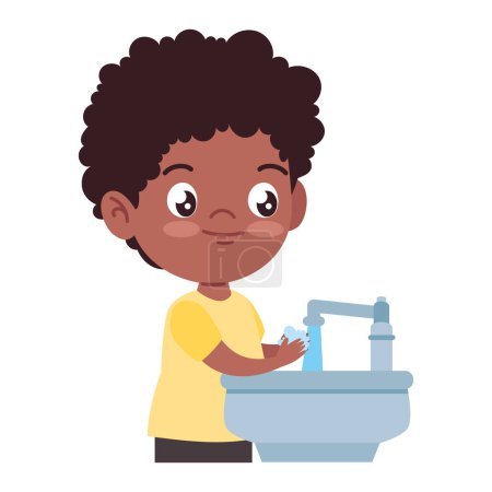 Illustration for Boy washing hands illustration isolated - Royalty Free Image
