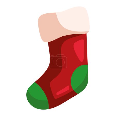 Illustration for Christmas red sock illustration isolated - Royalty Free Image