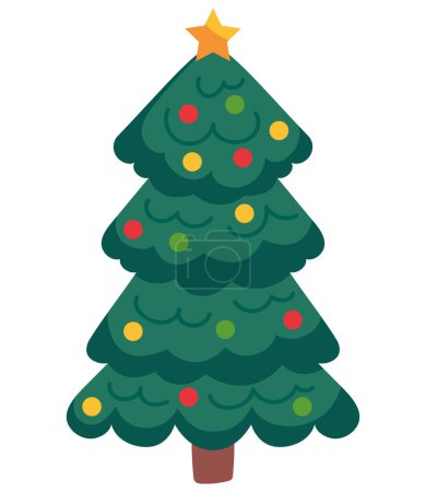 Ilustración de Árbol de navidad con bolas ilustración aislada - Imagen libre de derechos