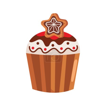 Ilustración de Postre de Navidad cupcake y estrella ilustración - Imagen libre de derechos