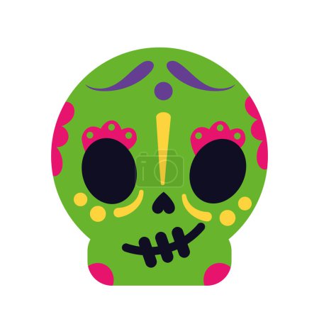 Ilustración de Día de los muertos cráneo lindo aislado ilustración - Imagen libre de derechos