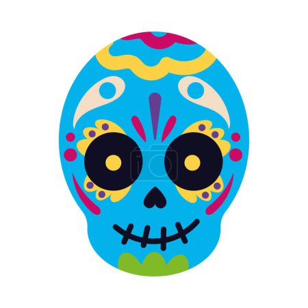 Illustration for Dia de los muertos skull floral isolated illustration - Royalty Free Image