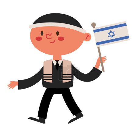 Illustration for Israel man walking with flag character - Royalty Free Image