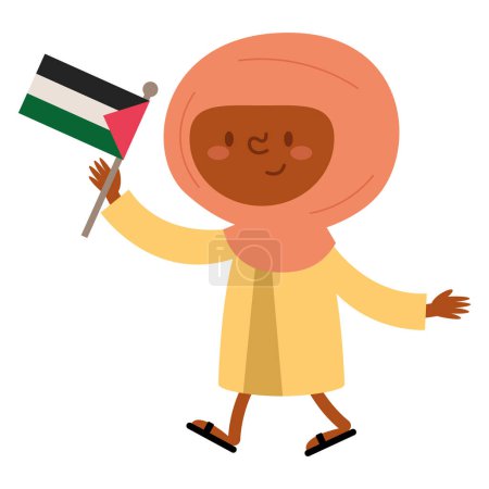 Ilustración de Palestina caminando con carácter de bandera - Imagen libre de derechos