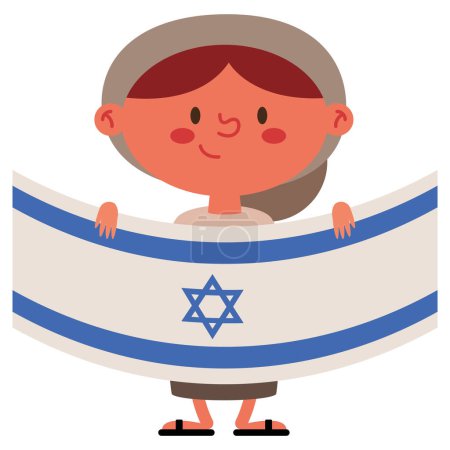 Téléchargez les illustrations : Femme israélienne lever drapeau caractère - en licence libre de droit