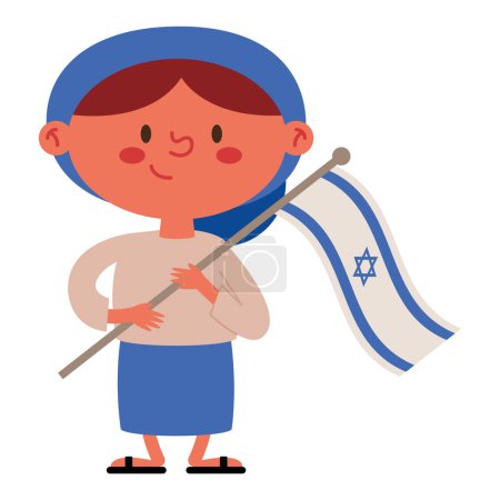 Ilustración de Israelel mujer ondeando bandera carácter - Imagen libre de derechos