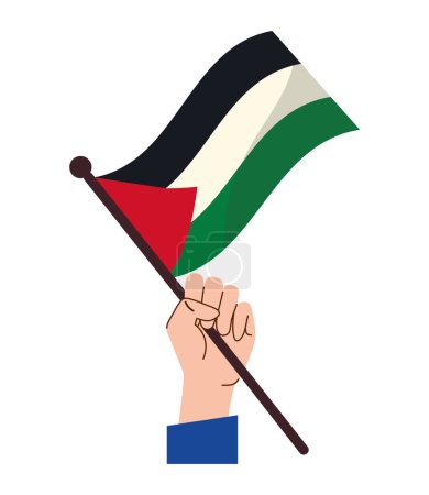 Ilustración de Palestina bandera en mano ondeando diseño - Imagen libre de derechos