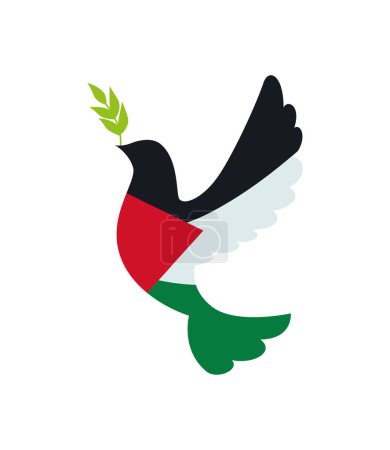 Illustration for Palestine flag in peace dove design - Royalty Free Image